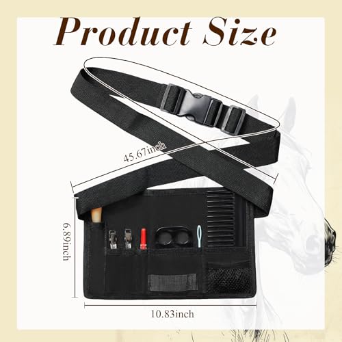9 Pcs Horse Braiding Kit Complete Mane Horse Grooming Set with Waxed Canvas Bag Easy Start Supplies for Braiding Beginners Father's Day Birthday Gifts - color: Black