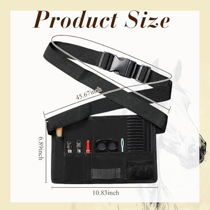9 Pcs Horse Braiding Kit Complete Mane Horse Grooming Set with Waxed Canvas Bag Easy Start Supplies for Braiding Beginners Father's Day Birthday Gifts - color: Black