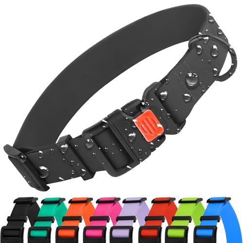 Heavy Duty Waterproof Dog Collar, PVC-Coated Nylon (Black, 10-13) - color: Black, size: Neck Fit 10"-13"