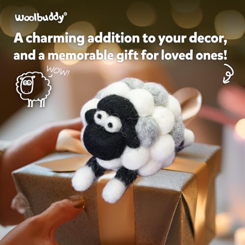 Woolbuddy Needle Felting Starter Kit (Sheep) for Adults with Tool & Guide - color: Sheep