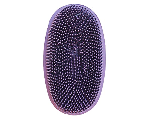 Grewal® Equestrian Grooming Bundle Kit - Comfy Pet Grooming & Bathing Glove - Oval Face Soft Bristles - Great for Thin & Sensitive Skin (Purple) - color: Purple