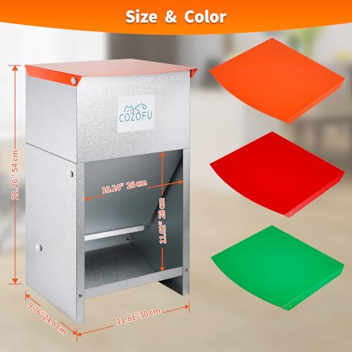 Dog Feeder Galvanized Pet Food Automatic Gravity Dispenser 25lbs - color: Orange(Feeder)