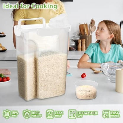Viretec Rice Storage Container, 5 to 10lb Dry Food Airtight Dispenser, Pet Dog Cat Food Canister, BPA Free Clear Plastic Kitchen and Pantry Organization Bin for Oatmeal, Cereal, Pasta, Flour White - color: 6L/White