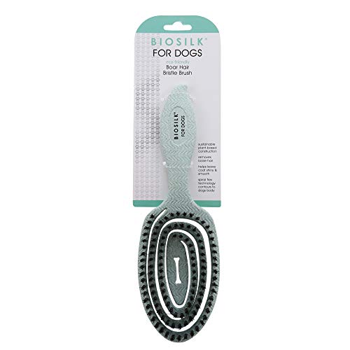 BioSilk for Dogs Eco-Friendly Boar Hair Bristle Brush | Ergonomic wide-grip handle, removes loose hair and debris, gentle on sensitive skin, all coat types daily - size: 1 Count