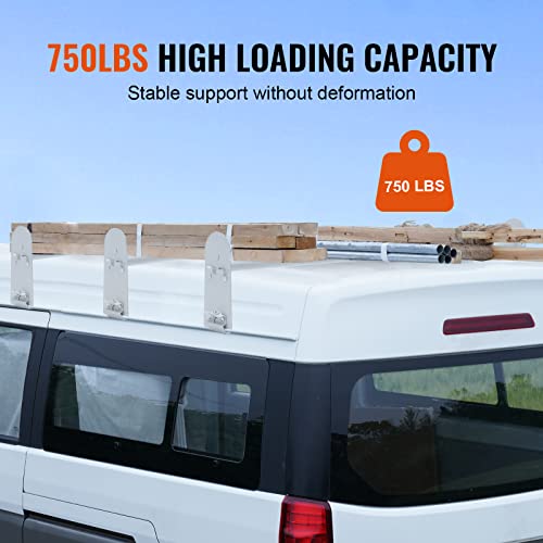 VEVOR Ladder Racks for Van, 40.2 inch-74.8 inch Adjustable Van Racks, 750 LBS Capacity Alloy Steel Roof Ladder Racks, Rain Gutter Racks Compatible with Minivans, Full-Size Vans, 3 Pcs White - size: for Full-size Vans