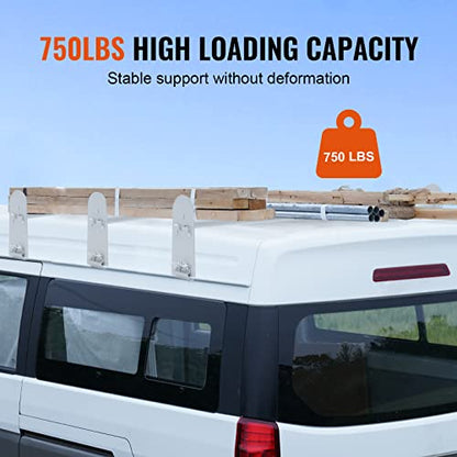 VEVOR Ladder Racks for Van, 40.2 inch-74.8 inch Adjustable Van Racks, 750 LBS Capacity Alloy Steel Roof Ladder Racks, Rain Gutter Racks Compatible with Minivans, Full-Size Vans, 3 Pcs White - size: for Full-size Vans