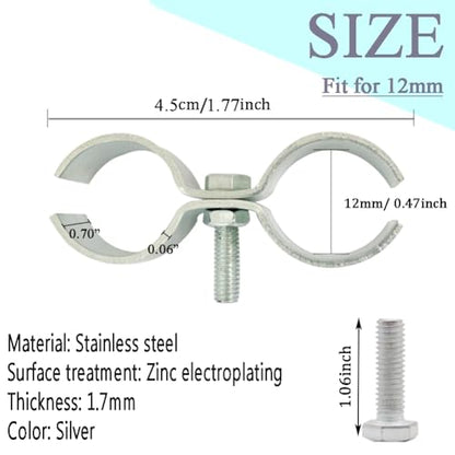 6Pcs Chain Link Panel Clamps, 12mm, Silver - color: 12mm
