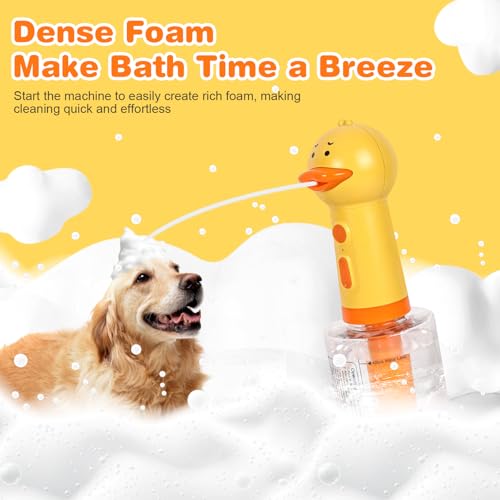 Electric Foaming Shampoo Dispenser with Stirring Mechanism for Dog and Cat Bathing, Rechargeable Soap Dispenser for Pet Bathing, Bathroom, Kitchen Sink, Toilet Cleaning - color: Yellow Ducky Upgrade