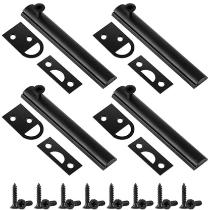 Lothee 6" 4 Pcs Brass Surface Bolt Door Latch, Matte Black - color: Matte Black, size: 6 Inch