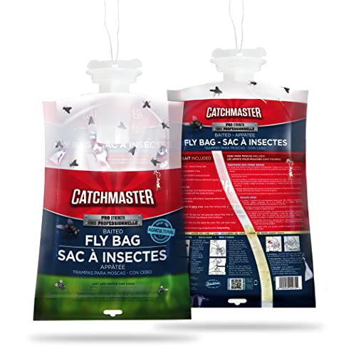 Catchmaster Fly Trap Bundle, Fly Ribbon 20-Pack & Fly Bag 4-Pack, Fruit Fly Traps for Indoors & Outdoors, for Garage, Backyard, Pool, Patio & Camping