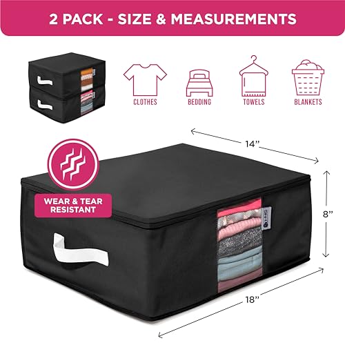 Cedar Clothes Storage Bag Organizer, Protects From Moths, Set of 2, Black - color: Black