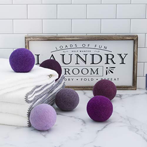 Friendsheep Wool Dryer Balls, Organic Reusable Fabric Softener Alternative for Laundry, Handmade, Fair Trade, Hypoallergenic, Eco-Friendly, Plastic-Free (6 Pack XL - Purple Haze) | Reusable fabric softener alternative Organic wool, handmade, fair trade, h