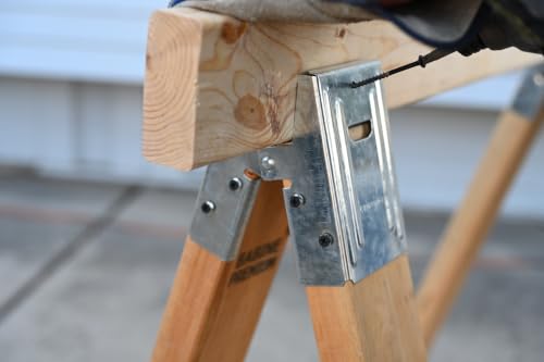 Century Drill & Tool 72994 Saw Horse Brackets, 4 Piece | 400lbs weight capacity, Rust-resistant coating, Galvanized metal brackets, For use with standard 2x4 lumber - size: Set of 4