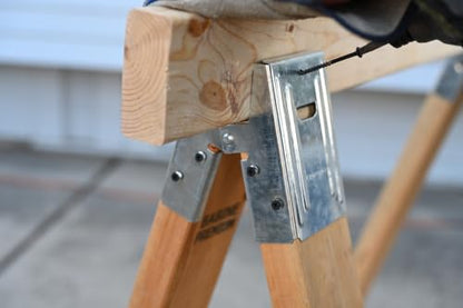 Century Drill & Tool 72990 Saw Horse Brackets | 400lbs weight capacity, Rust-resistant coating, Galvanized metal brackets, For use with standard 2x4 lumber - size: Set of 2