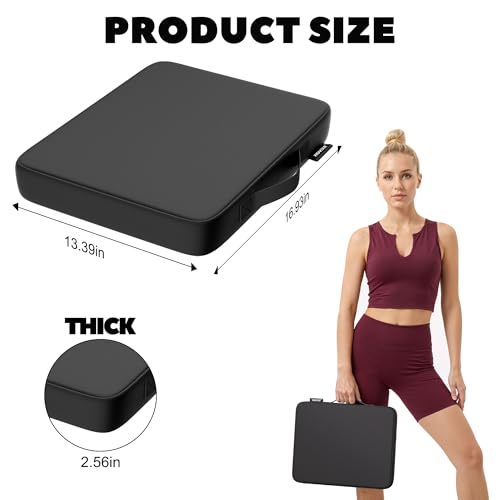 Stadium Seat Cushions - Portable Bleacher Cushions, 2.56" Extra Thick, Waterproof Oxford Fabric, Lightweight Stadium Seat Pads for Sports Events, Office, Camping, Outdoor Bench - 2-Pack (Black)