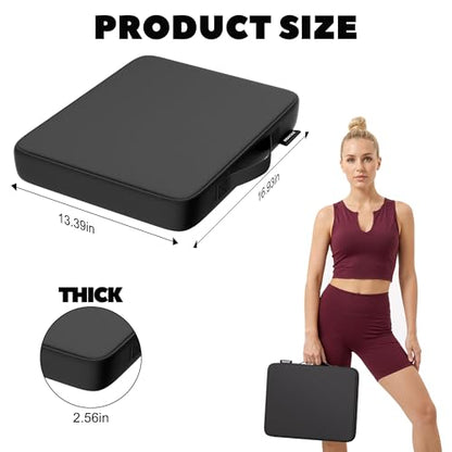 Stadium Seat Cushions - Portable Bleacher Cushions, 2.56" Extra Thick, Waterproof Oxford Fabric, Lightweight Stadium Seat Pads for Sports Events, Office, Camping, Outdoor Bench - 2-Pack (Black)