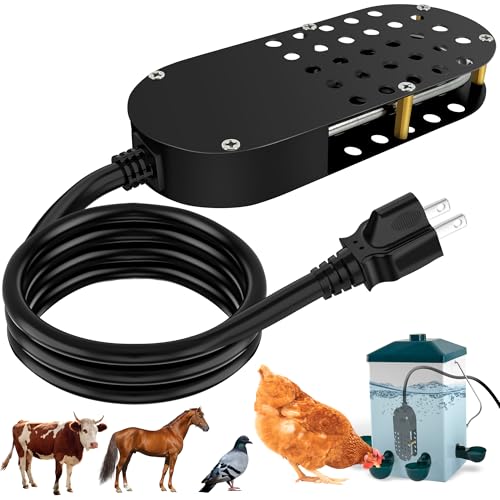 Chicken Waterer Heater, 250W Submersible Poultry Waterer Heater Bird Bath Heater, Thermostatic Control Chicken Waterer Deicer Ice Melter for Bird Duck Goose Cow to Drink Warm Water