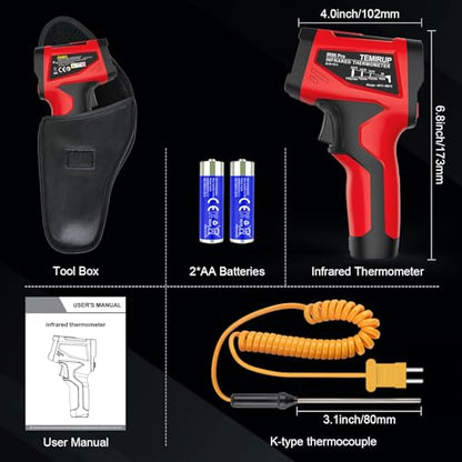 Infrared Thermometer Gun, Digital Laser Temperature Gun with Probe, -40°F~1472°F Non-Contact IR Thermometer with Adjustable Emissivity for Cooking, Pizza Oven, Griddle, Grill & Meat - color: Red, size: IR06 PRO -40℉~1472℉(-40℃~800℃)