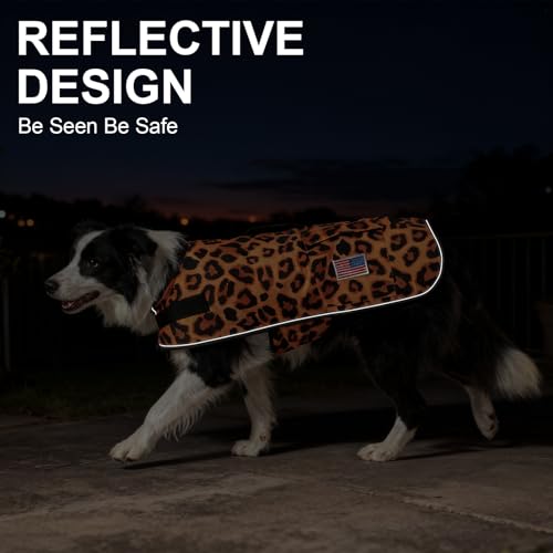 BEAUTYZOO Dog Winter Coat for X-Large Dogs, Waterproof Canvas Jackets - color: Leopard Print, size: XL(Chest Girth 34"-45", Back 24", Neck 24"-29")