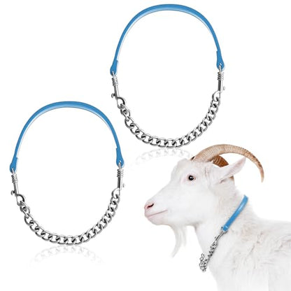 Misdary 2 Pcs Goat Show Collars Adjustable 14" Chain, 14'', Blue - color: Blue