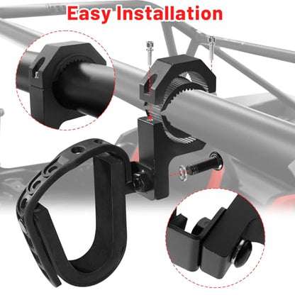 StarknightMT UTV ATV Hunting Tool Gun Rack Holder Fits 1" to 2" Roll Cage, Alloy Steel Mount with Protective Foam Compatible with Polaris RZR Ranger Can-Am Kawasaki Golf Cart