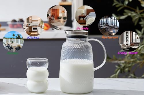 Purefold Pineapple Series 78 Oz Borosilicate Glass Pitcher with Lid (Clear) | Fruit tea, iced tea, coffee, juice jug. Leakproof Stainless Steel lid, dishwasher safe. BPA free borosilicate glass. - size: 78 Ounces