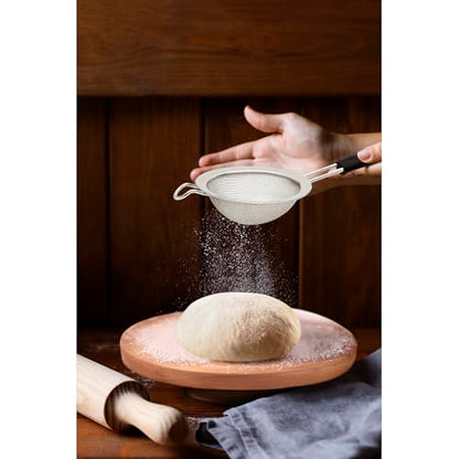 HIC Kitchen Fine Mesh Strainer, 6-Inch, Stainless Steel And Silicone | Support Handle, Silicone Comfort Grip, Fine Mesh Filtration, Non-Reactive, Dishwasher Safe - size: 6-Inch