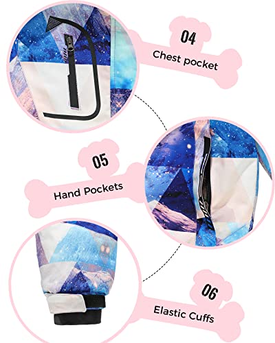 wantdo Girls Winter Ski Coat Fleece Snowboarding Jacket Waterproof 10000mm | Removable Hood, Chest Pocket, Fleece Lining, Windproof, Machine Washable - color: Mountain Flora, size: 6-7