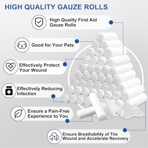 Navona 72 Pack Gauze Rolls, 4 in x 4.1 Yards - color: Pack of 72