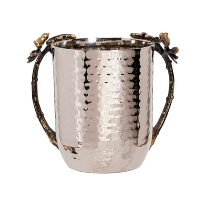 EMANUEL Yair Natla Hand Washing Cup Tree of Life Hammered Stainless Steel - Judaica Gift