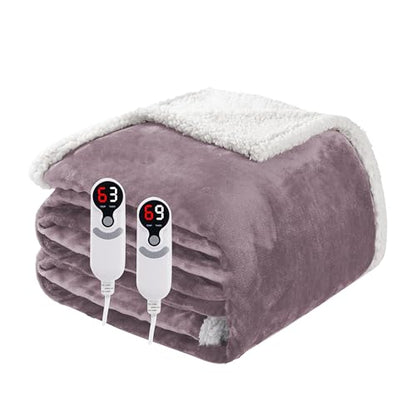 Soypipo Electric Heated Blanket 84"x90", 9 Heat Settings 10-Hour Auto-Off - color: 06-purple, size: Queen 84"x90"