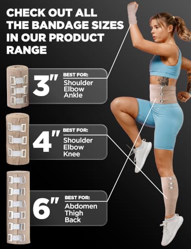 Premium Elastic Bandage Wrap - 8pk (4x3in, 4x4in) + 24 Extra Clips - size: 8 Pack