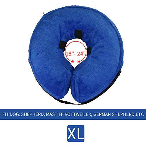 MCHY Inflatable Dog Cone,Adjustable Recovery Collar for Dogs After Surgery,Prevent from Biting & Scratching,Not Block Vision (Blue, XL-Neck 20''- 25'') - color: Blue, size: XL-Neck 20"- 25"