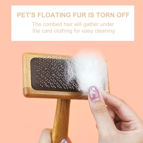 2PCS Dog & Cat brush, Pet Slicker Brush with Bamboo Handle for Large Medium & Short Hair Elegant Grooming Comb for Removing Shedding, Tangles and Dirt