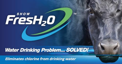 Show FresH2O Livestock Water Treatment Bottle - Eliminates Chlorine and Removes Related Odor in Drinking Water, Treats Up to 300 Gallons of Chlorinated H2O, Made in the USA (32oz) - size: 32oz