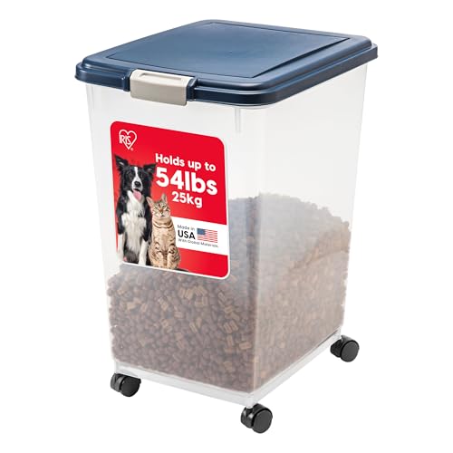 IRIS USA Dog Food Storage Container, Up to 54 lbs, Navy, Made in USA - color: Navy, size: 54 lbs