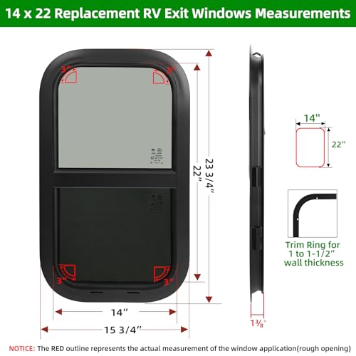 14"W x 22"H RV Windows for Cargo Trailer Camper,Tinted Vertical Sliding - size: 14"W x 22"H