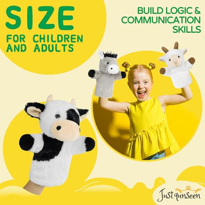 Animal Puppet Cow Hand Puppets Speech Therapy Tool Preschool Classroom Supply Interactive Story Time Educational Stuffed Farm Animal - color: Dairy Cow