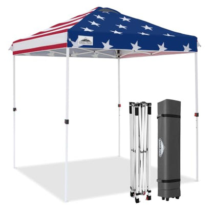 EAGLE PEAK 6.6x6.6 Pop Up Canopy Tent Easy Up Canopy Outdoor, American Flag - color: American Flag, size: 6.6x6.6