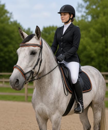 CHALLENGER Horse Western Horse Western English Leather Bitless Sidepull Bridle Reins Orange 7708OR-F