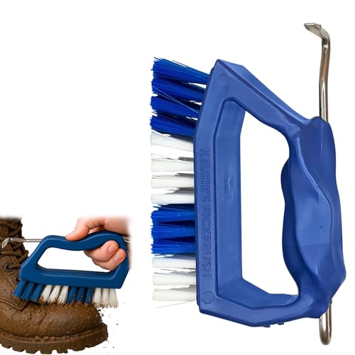 Kelcie's Handheld Shoe Cleaning Brush with Pick for Cleaning Mud Off Shoes in Minutes - Boot Brush & Cleat Cleaner for Golf, Soccer & Other Outdoor Footwear - Heavy-Duty Stiff Bristles Boot Scrubber