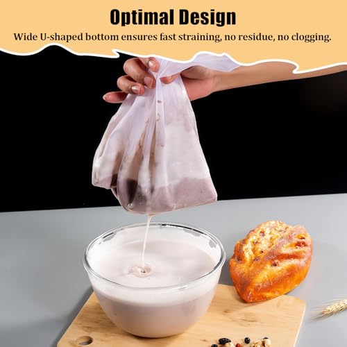 Nut Milk Bag Reusable 3 PCS 12" x 10" Food Strainer Nut Bags for Straining Almond/Soy Milk Greek Yogurt Professional for Cold Brew Coffee Tea Beer Juice Fine Nylon Mesh Cheesecloth - color: 3 pcs