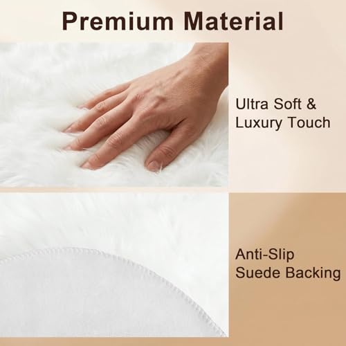 duduta White Faux Sheepskin Runner Rugs 2x6 ft, Fluffy Fur Couch Covers - color: White, size: 2' x 6'