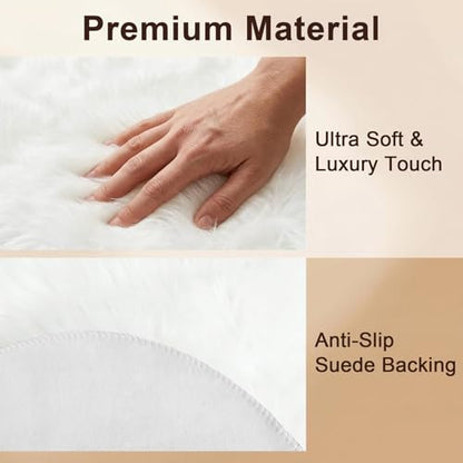 duduta White Faux Sheepskin Runner Rugs 2x6 ft, Fluffy Fur Couch Covers - color: White, size: 2' x 6'