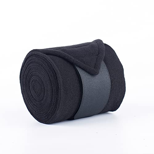 Horse Polo Wraps 2.5m Equestrian Leg Bandage Wrap Set of 4 Packs - color: Black - 2.5m