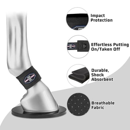 Harrison Howard Durable Shock-Absorbent Breathable Impact Protection Pastern Wraps for Horse Sold in Pairs Black - color: Black