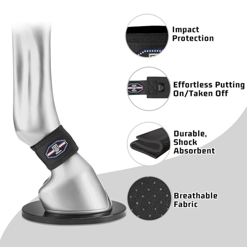 Harrison Howard Durable Shock-Absorbent Breathable Impact Protection Pastern Wraps for Horse Sold in Pairs Black - color: Black