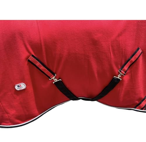 Majestic Ally Anti Pill Fleece Horse Blanket/Sheet with Silver Braided Rope (Red, 76) - color: Red, size: 76