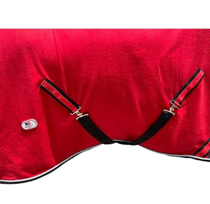 Majestic Ally Anti Pill Fleece Horse Blanket/Sheet with Silver Braided Rope (Red, 76) - color: Red, size: 76