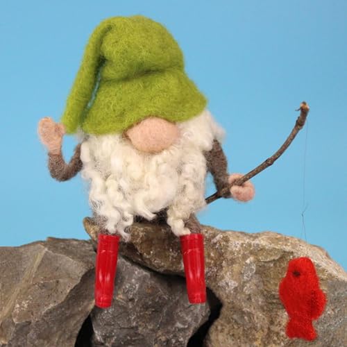 Wizardi Beginner Needle Felting Kit for Adults - Fishing Gnome. Fantasy Felting Kit 12cm Tall. Felting Tools. Wool Felting Supplies. Felt Crafts. Wool Felt. The Makerss - color: Fishing Gnome